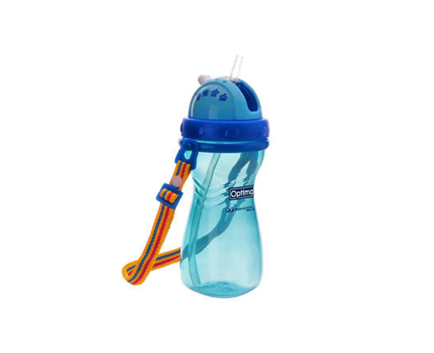Optimal Wide Neck Silicone Straw Bottle Blue 12M+ 2014 400 ml Optimal Wide Neck Silicone Straw Bottle Blue 12M+ 2014 400 ml - Image 1