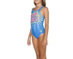 Girls One Piece Swimsuit Arena Pix Blue Shiny Pink - Image 