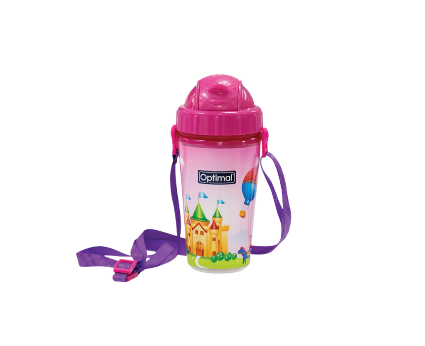 Silicone Insulated Straw Cup 12M+ Pink Purple Optimal 350 ml Silicone Insulated Straw Cup 12M+ Pink Purple Optimal 350 ml - Image 1