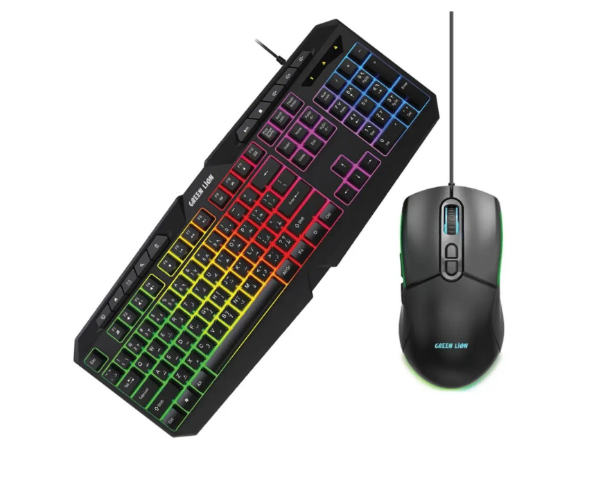 Untitled design (13) Green Lion GK-400 RGB Gaming Keyboard and Mouse in Black - Image 1