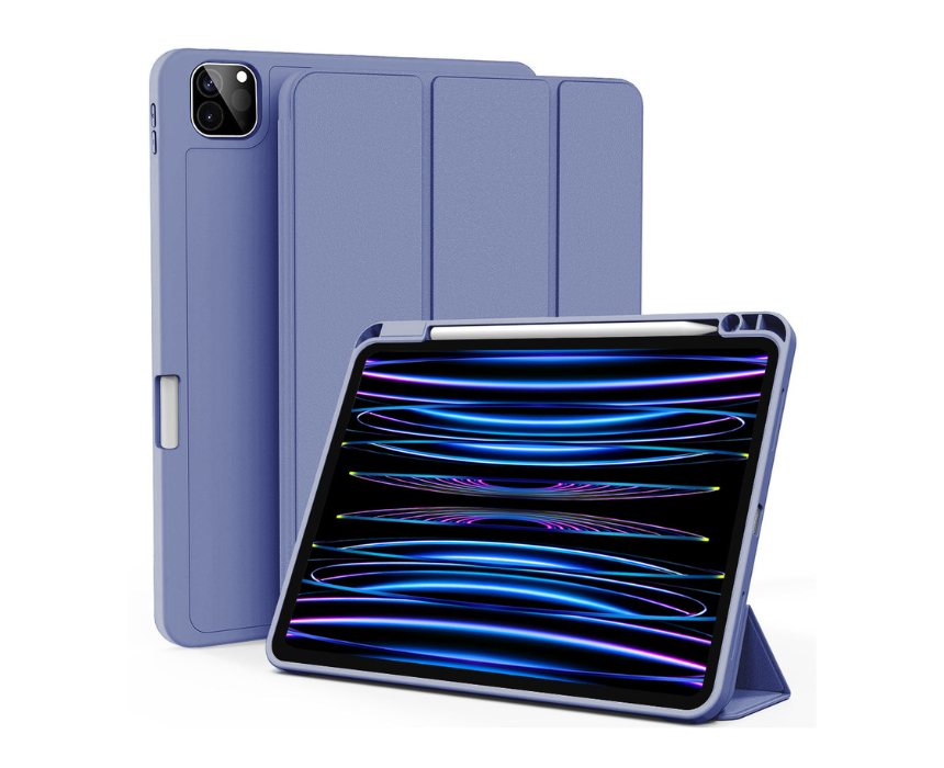 Untitled design (3) Mocome iPad Pro 13 2024 Leather Case with Pen Slot in Purple - Image 1