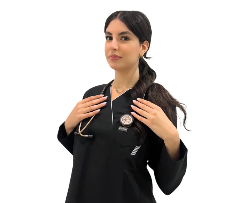 Untitled design (5) (2) Long Sleeve Women's Black Scrubs - Image 1