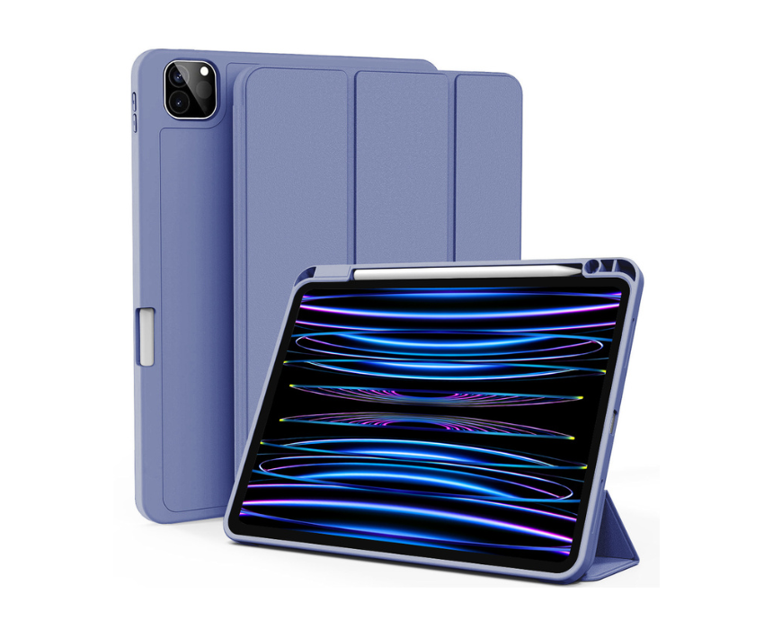 Untitled design (8) Mocome iPad Pro 11 2024 Leather Case with Pen Slot in Purple - Image 1