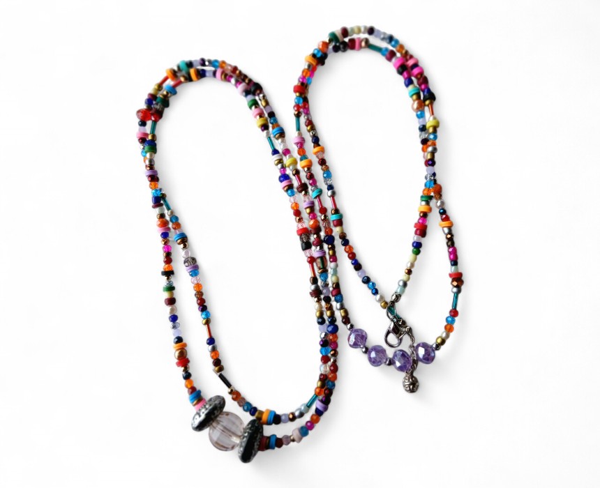 image (10) Tiny Neck Two Handmade Crystal Necklace Set - Image 1