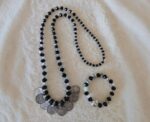 Black & Silver Artisan Necklace and Bracelet Set - Image 