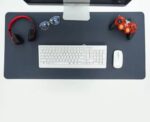 Double Sided PU Leather Mousepad Navy And Yellow - Image 
