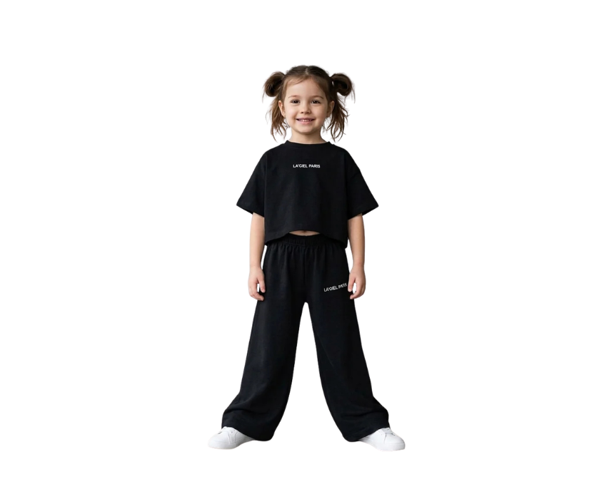 1 Boys Black Wide Leg Set - Image 1