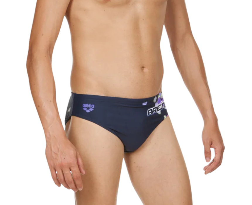 1 Arena Men Training Swimwear Flake Brief Navy Agata Violet - Image 1