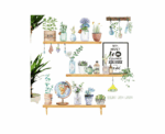 Wooden Shelves Flower Wall Sticker Home Decor - Image 