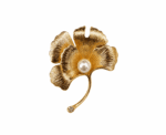 Women Leaf Pearl Brooch - Image 