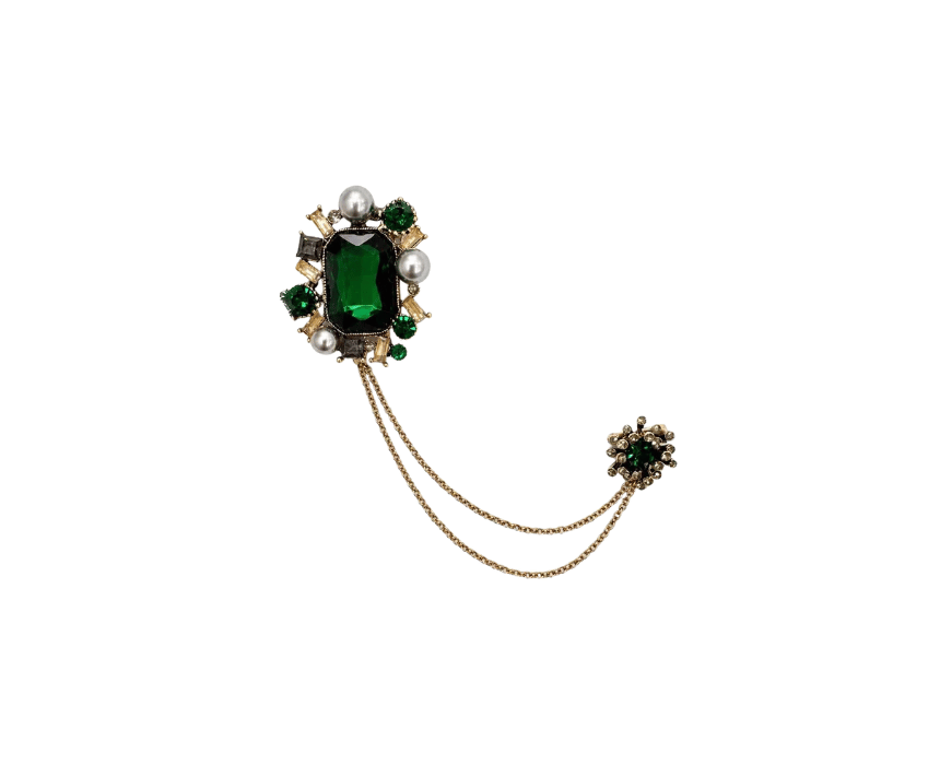 1 Women Emerald Chatelaine Brooch - Image 1