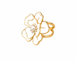 Women Pearl Flower Scarf Ring - Image 