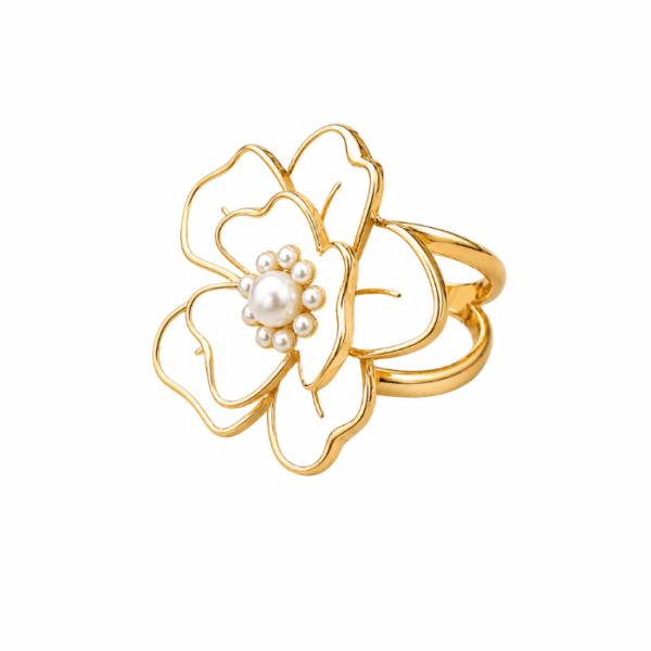 Women Pearl Flower Scarf Ring