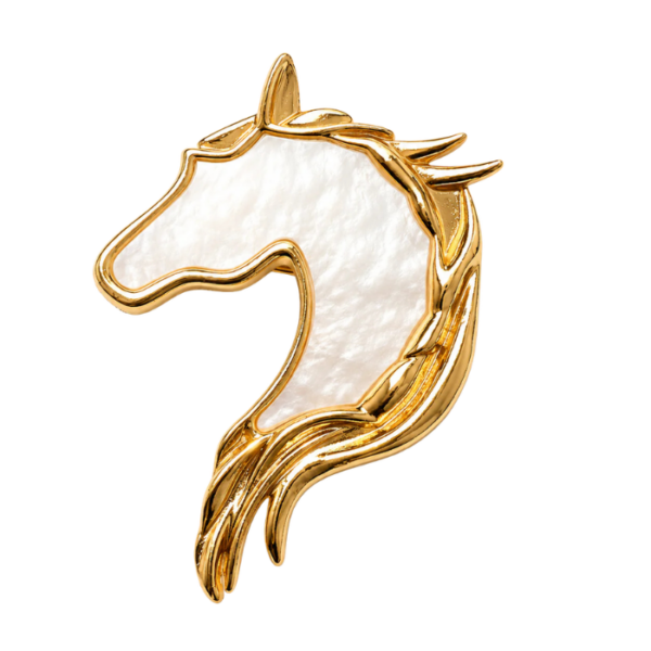 Pearl Horse Brooch