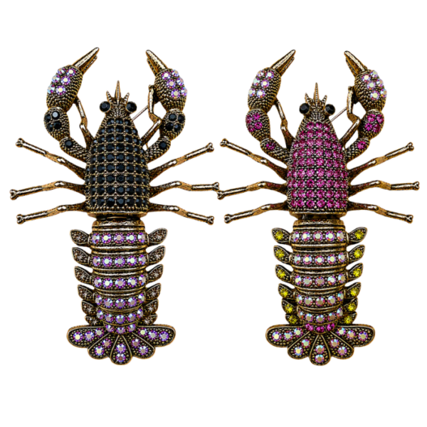 Crystal Lobster Brooch