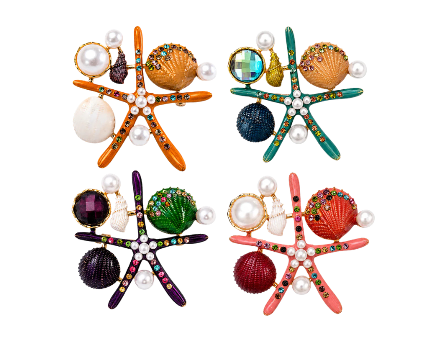 1 Pearl Starfish Shell Brooch - Image 1