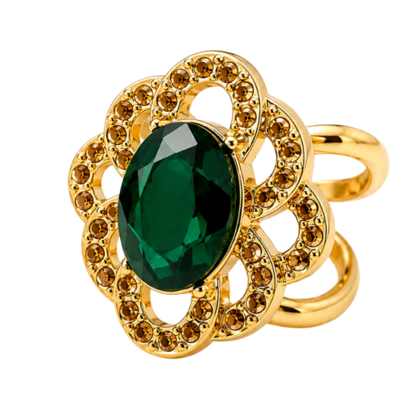 Emerald Bloom Scarf Ring