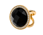 Black Crystal Scarf Ring - Image 