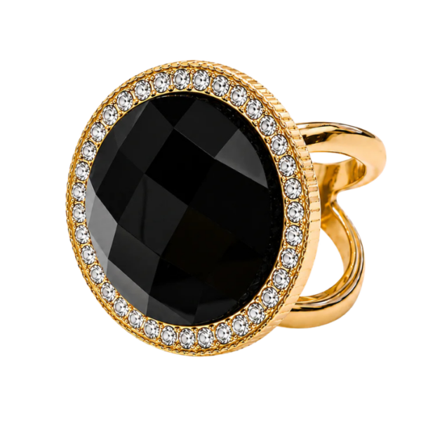Black Crystal Scarf Ring