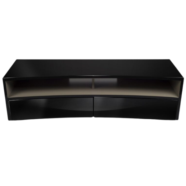 Table Stand Curve Shape Black Wood TV Console