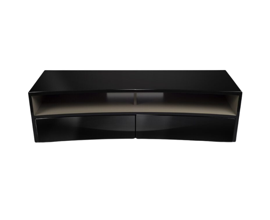 1 Table Stand Curve Shape Black Wood TV Console - Image 1