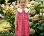 Girls Checkered Red Dress - Image 