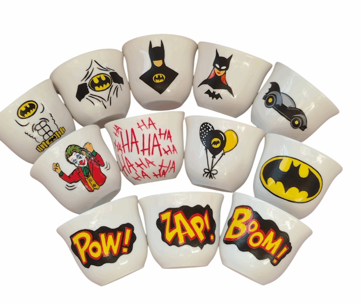 Handpainted Batman Chaffe Cups (Set of 6) - Image 1