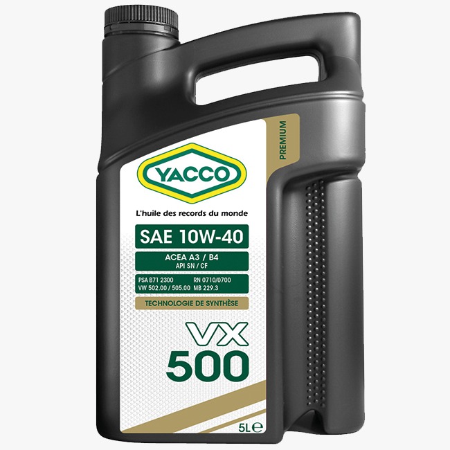 10W40 VX 500 5L Yacco VX 500 10W40 Synthetic Blend Engine Oil - 5L - Image 1