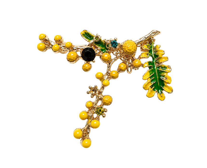 13 Yellow Berry Branch Brooch - Image 1