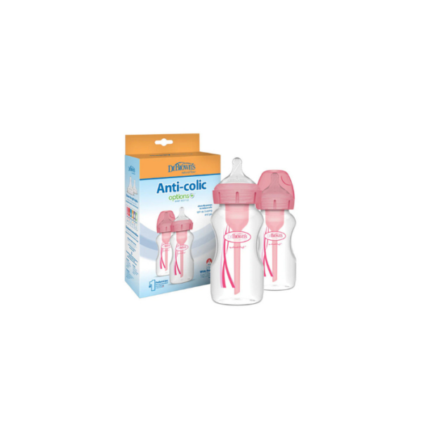Options Anti‑Colic Wide Neck Bottle Pink Pack Dr Brown’s