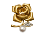Golden Rose Pearl Brooch - Image 