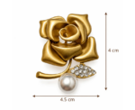 Golden Rose Pearl Brooch - Image 
