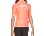 Arena Girls Rashguard Swimwear UV T Shirt Shiny Pink White - Image 