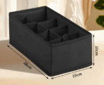 Fabric Storage Box Compartment Organizer Grey Black - Image 