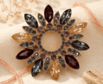 Women Crystal Wreath Brooch - Image 