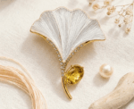 Women Ginkgo Leaf Brooch - Image 