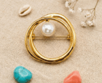 Women Abstract Pearl Brooch - Image 
