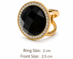 Black Crystal Scarf Ring - Image 