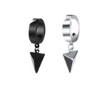 Pyramid Black And Silver Clip On Earrings - Image 