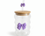 Bow Glass Straw Cup - Image 