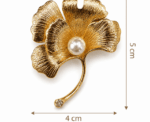 Women Leaf Pearl Brooch - Image 