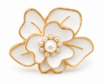 Women Pearl Flower Scarf Ring - Image 