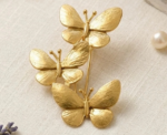 Golden Butterfly Trio Brooch - Image 