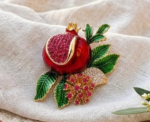 Crimson Pomegranate Brooch - Image 