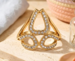 Crystal Bow Scarf Ring - Image 