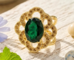 Emerald Bloom Scarf Ring - Image 