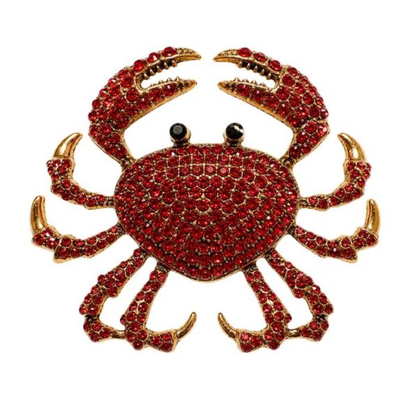 Red Crystal Crab Brooch