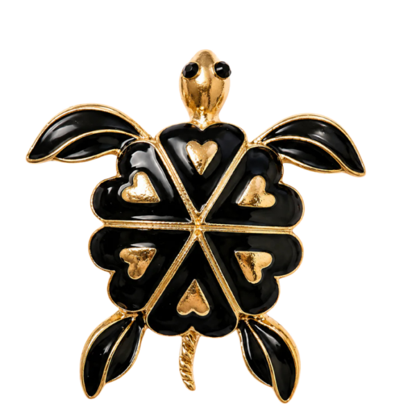 Black Heart Turtle Brooch
