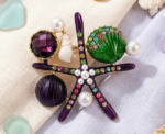Pearl Starfish Shell Brooch - Image 