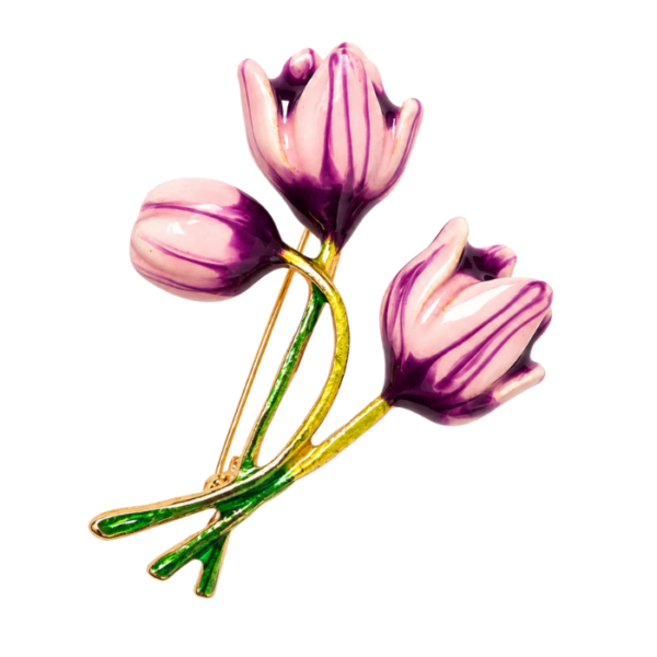 Violet Tulip Bouquet Brooch